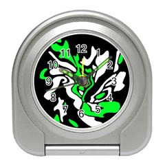 Green, White And Black Decor Travel Alarm Clocks by Valentinaart