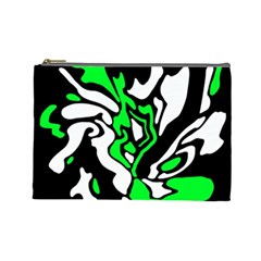 Green, White And Black Decor Cosmetic Bag (large)  by Valentinaart