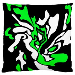 Green, White And Black Decor Large Cushion Case (one Side) by Valentinaart