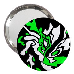 Green, White And Black Decor 3  Handbag Mirrors by Valentinaart