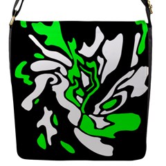 Green, White And Black Decor Flap Messenger Bag (s) by Valentinaart