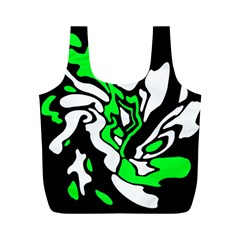 Green, White And Black Decor Full Print Recycle Bags (m)  by Valentinaart