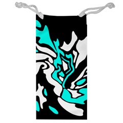 Cyan, Black And White Decor Jewelry Bags by Valentinaart