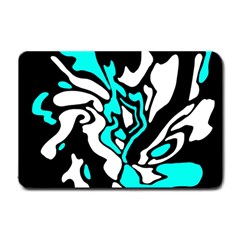 Cyan, Black And White Decor Small Doormat  by Valentinaart