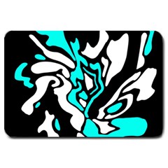 Cyan, Black And White Decor Large Doormat  by Valentinaart