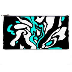 Cyan, Black And White Decor Pencil Cases by Valentinaart