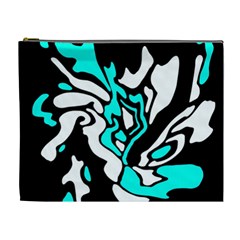 Cyan, Black And White Decor Cosmetic Bag (xl) by Valentinaart