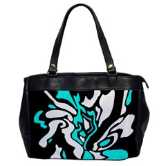 Cyan, Black And White Decor Office Handbags by Valentinaart