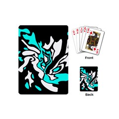 Cyan, Black And White Decor Playing Cards (mini)  by Valentinaart