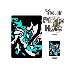 Cyan, Black And White Decor Playing Cards 54 (mini)  by Valentinaart