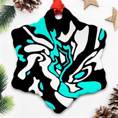 Cyan, Black And White Decor Ornament (snowflake)  by Valentinaart