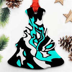 Cyan, Black And White Decor Ornament (christmas Tree)