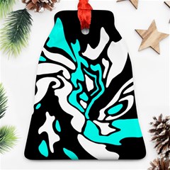 Cyan, Black And White Decor Bell Ornament (2 Sides) by Valentinaart