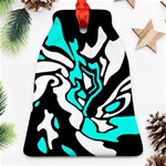 Cyan, black and white decor Bell Ornament (2 Sides) Front