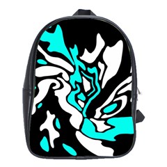 Cyan, Black And White Decor School Bags (xl)  by Valentinaart