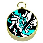 Cyan, black and white decor Gold Compasses Front