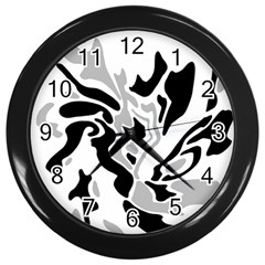 Gray, Black And White Decor Wall Clocks (black) by Valentinaart