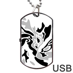 Gray, Black And White Decor Dog Tag Usb Flash (two Sides)  by Valentinaart