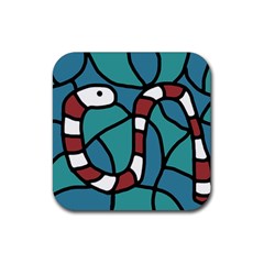 Red Snake Rubber Coaster (square)  by Valentinaart