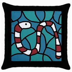 Red Snake Throw Pillow Case (black) by Valentinaart