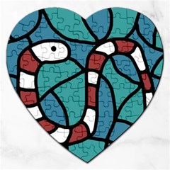 Red Snake Jigsaw Puzzle (heart) by Valentinaart