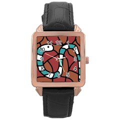 Blue Snake Rose Gold Leather Watch  by Valentinaart