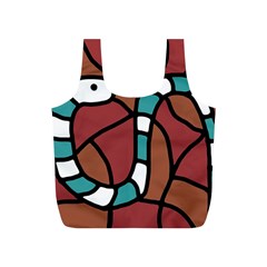 Blue Snake Full Print Recycle Bags (s)  by Valentinaart