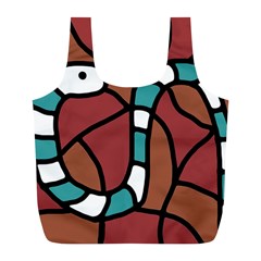 Blue Snake Full Print Recycle Bags (l)  by Valentinaart