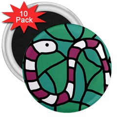 Purple Snake  3  Magnets (10 Pack)  by Valentinaart