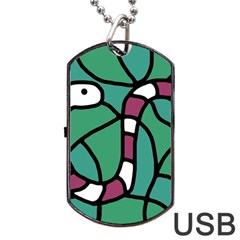 Purple Snake  Dog Tag Usb Flash (two Sides)  by Valentinaart