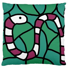 Purple Snake  Large Cushion Case (two Sides) by Valentinaart