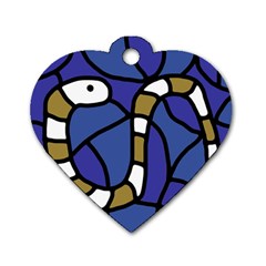 Green Snake Dog Tag Heart (one Side) by Valentinaart