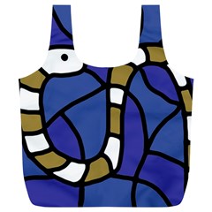 Green Snake Full Print Recycle Bags (l)  by Valentinaart