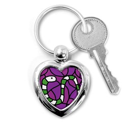 Green Snake Key Chains (heart)  by Valentinaart