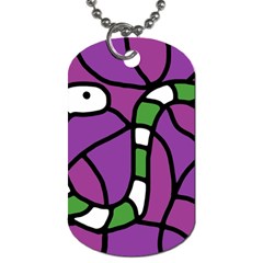 Green Snake Dog Tag (two Sides) by Valentinaart