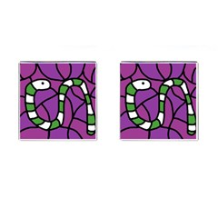 Green Snake Cufflinks (square) by Valentinaart