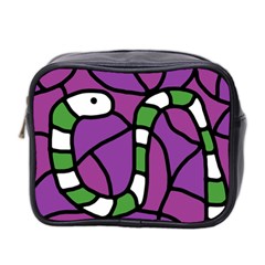 Green Snake Mini Toiletries Bag 2-side by Valentinaart