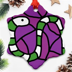 Green Snake Snowflake Ornament (2-side)