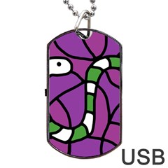 Green Snake Dog Tag Usb Flash (one Side)