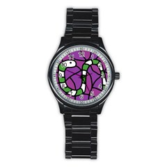 Green Snake Stainless Steel Round Watch by Valentinaart