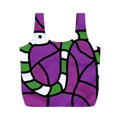 Green Snake Full Print Recycle Bags (m)  by Valentinaart