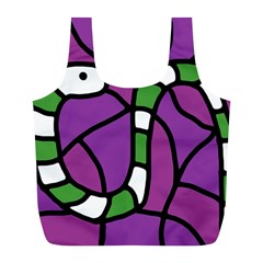 Green Snake Full Print Recycle Bags (l)  by Valentinaart