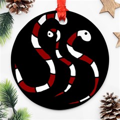 Red Snakes Ornament (round)  by Valentinaart