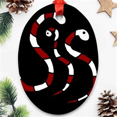 Red Snakes Ornament (oval)  by Valentinaart