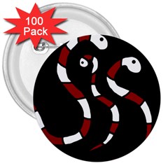 Red snakes 3  Buttons (100 pack) 