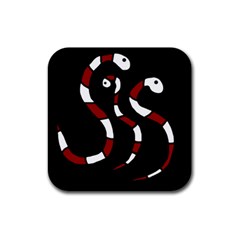 Red Snakes Rubber Coaster (square)  by Valentinaart