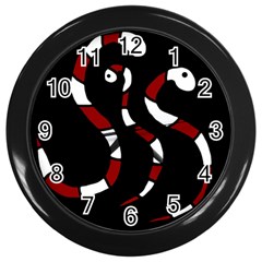 Red Snakes Wall Clocks (black) by Valentinaart