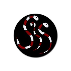 Red Snakes Rubber Round Coaster (4 Pack)  by Valentinaart