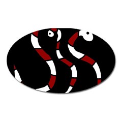 Red Snakes Oval Magnet by Valentinaart