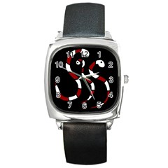 Red snakes Square Metal Watch